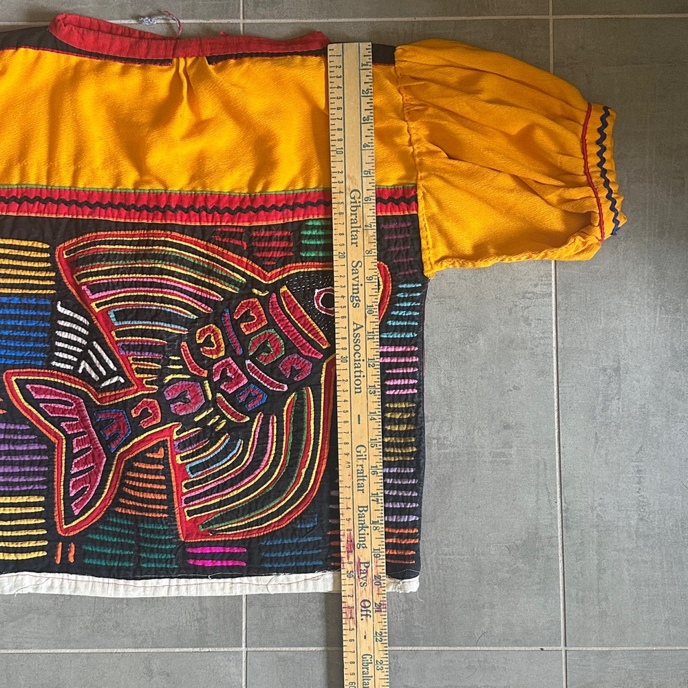 Vintage Handmade Panama Kuna Mola Blouse | Indigenous Textile Art | - Picture 6 of 10